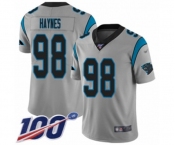 Men's Carolina Panthers #98 Marquis Haynes Silver Inverted Legend Limited 100th Season Football Jersey