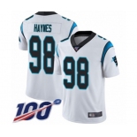 Men's Carolina Panthers #98 Marquis Haynes White Vapor Untouchable Limited Player 100th Season Football Jersey