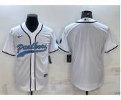 Men's Carolina Panthers Blank White With Patch Cool Base Stitched Baseball Jersey