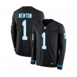 Men's Nike Carolina Panthers #1 Cam Newton Limited Black Therma Long Sleeve NFL Jersey