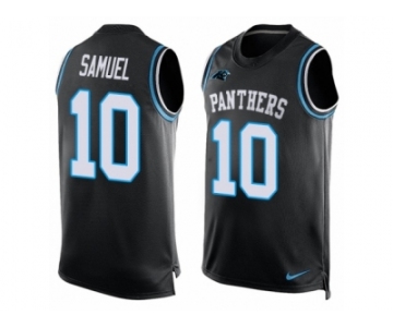 Men's Nike Carolina Panthers #10 Curtis Samuel Limited Black Player Name & Number Tank Top NFL Jersey