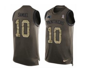 Men's Nike Carolina Panthers #10 Curtis Samuel Limited Green Salute to Service Tank Top NFL Jersey