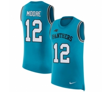 Men's Nike Carolina Panthers #12 DJ Moore Blue Rush Player Name & Number Tank Top NFL Jersey