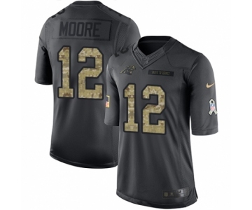 Men's Nike Carolina Panthers #12 DJ Moore Limited Black 2016 Salute to Service NFL Jersey