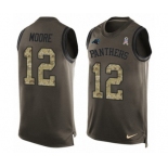 Men's Nike Carolina Panthers #12 DJ Moore Limited Green Salute to Service Tank Top NFL Jersey