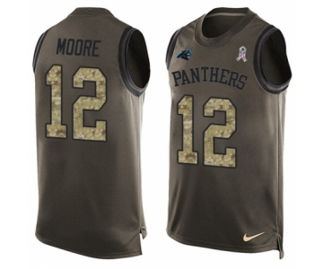 Men's Nike Carolina Panthers #12 DJ Moore Limited Green Salute to Service Tank Top NFL Jersey