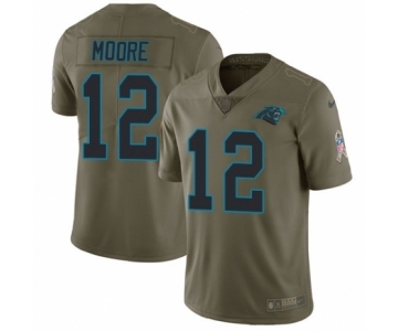 Men's Nike Carolina Panthers #12 DJ Moore Limited Olive 2017 Salute to Service NFL Jersey