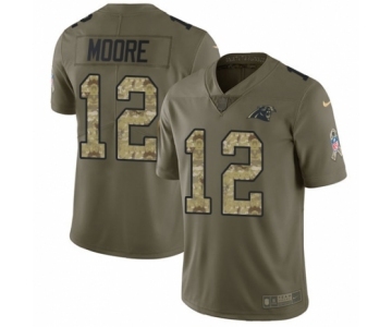 Men's Nike Carolina Panthers #12 DJ Moore Limited Olive Camo 2017 Salute to Service NFL Jersey