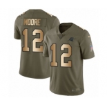 Men's Nike Carolina Panthers #12 DJ Moore Limited Olive Gold 2017 Salute to Service NFL Jersey