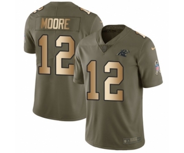 Men's Nike Carolina Panthers #12 DJ Moore Limited Olive Gold 2017 Salute to Service NFL Jersey