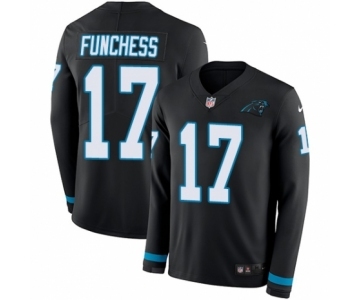 Men's Nike Carolina Panthers #17 Devin Funchess Limited Black Therma Long Sleeve NFL Jersey