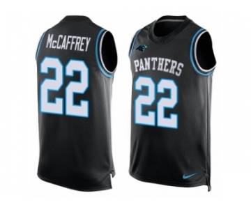 Men's Nike Carolina Panthers #22 Christian McCaffrey Limited  Black Player Name & Number Tank Top NFL Jersey