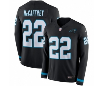 Men's Nike Carolina Panthers #22 Christian McCaffrey Limited Black Therma Long Sleeve NFL Jersey