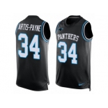 Men's Nike Carolina Panthers #34 Cameron Artis-Payne Limited Black Player Name & Number Tank Top NFL Jersey