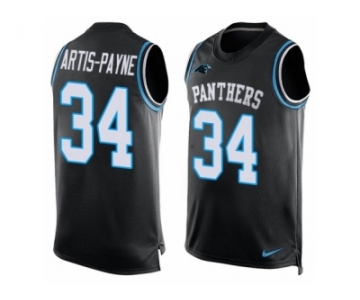 Men's Nike Carolina Panthers #34 Cameron Artis-Payne Limited Black Player Name & Number Tank Top NFL Jersey