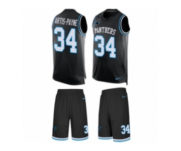 Men's Nike Carolina Panthers #34 Cameron Artis-Payne Limited Black Tank Top Suit NFL Jersey