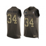 Men's Nike Carolina Panthers #34 Cameron Artis-Payne Limited Green Salute to Service Tank Top NFL Jersey