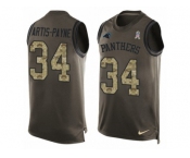 Men's Nike Carolina Panthers #34 Cameron Artis-Payne Limited Green Salute to Service Tank Top NFL Jersey