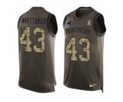 Men's Nike Carolina Panthers #43 Fozzy Whittaker Limited Green Salute to Service Tank Top NFL Jersey