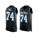 Men's Nike Carolina Panthers #74 Daeshon Hall Limited  Black Player Name & Number Tank Top NFL Jersey