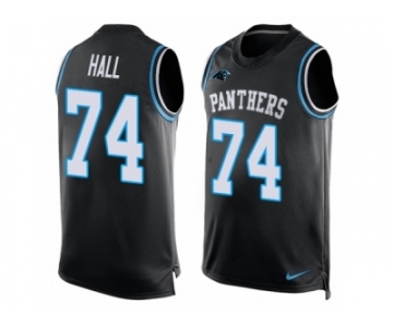 Men's Nike Carolina Panthers #74 Daeshon Hall Limited  Black Player Name & Number Tank Top NFL Jersey