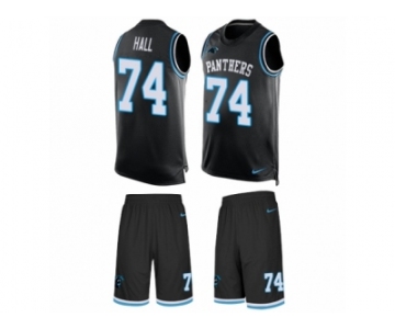 Men's Nike Carolina Panthers #74 Daeshon Hall Limited Black Tank Top Suit NFL Jersey