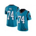 Men's Nike Carolina Panthers #74 Daeshon Hall Limited Blue Rush NFL Jersey