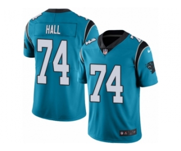 Men's Nike Carolina Panthers #74 Daeshon Hall Limited Blue Rush NFL Jersey