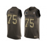 Men's Nike Carolina Panthers #75 Matt Kalil Limited Green Salute to Service Tank Top NFL Jersey