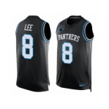 Men's Nike Carolina Panthers #8 Andy Lee Limited Black Player Name & Number Tank Top NFL Jersey