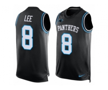 Men's Nike Carolina Panthers #8 Andy Lee Limited Black Player Name & Number Tank Top NFL Jersey