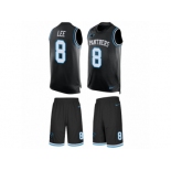 Men's Nike Carolina Panthers #8 Andy Lee Limited Black Tank Top Suit NFL Jersey