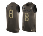 Men's Nike Carolina Panthers #8 Andy Lee Limited Green Salute to Service Tank Top NFL Jersey