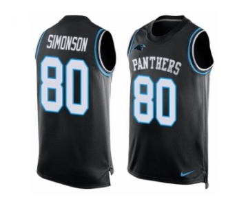 Men's Nike Carolina Panthers #80 Scott Simonson Limited Black Player Name & Number Tank Top NFL Jersey