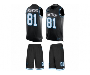 Men's Nike Carolina Panthers #81 Kevin Norwood Limited Black Tank Top Suit NFL Jersey