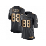 Men's Nike Carolina Panthers #88 Greg Olsen Limited Black Gold Salute to Service NFL Jersey