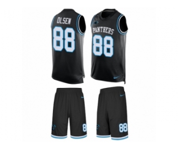 Men's Nike Carolina Panthers #88 Greg Olsen Limited Black Tank Top Suit NFL Jersey