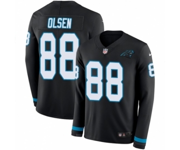 Men's Nike Carolina Panthers #88 Greg Olsen Limited Black Therma Long Sleeve NFL Jersey