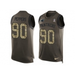 Men's Nike Carolina Panthers #90 Julius Peppers Limited Green Salute to Service Tank Top NFL Jersey