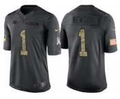 Nike Carolina Panthers #1 Cam Newton Men's Stitched Black NFL Salute to Service Limited Jerseys