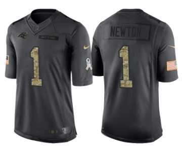 Nike Carolina Panthers #1 Cam Newton Men's Stitched Black NFL Salute to Service Limited Jerseys