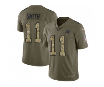 Nike Carolina Panthers #11 Torrey Smith Olive Camo Men Stitched NFL Limited 2017 Salute To Service Jersey