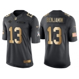 Nike Carolina Panthers #13 Kelvin Benjamin Anthracite 2016 Christmas Gold Men's NFL Limited Salute to Service Jersey