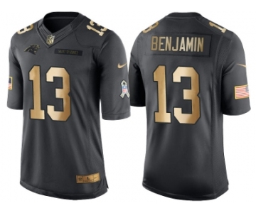 Nike Carolina Panthers #13 Kelvin Benjamin Anthracite 2016 Christmas Gold Men's NFL Limited Salute to Service Jersey