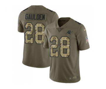 Nike Carolina Panthers #28 Rashaan Gaulden Olive Camo Men Stitched NFL Limited 2017 Salute To Service Jersey