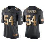 Nike Carolina Panthers #54 Shaq Thompson Anthracite 2016 Christmas Gold Men's NFL Limited Salute to Service Jersey