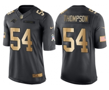 Nike Carolina Panthers #54 Shaq Thompson Anthracite 2016 Christmas Gold Men's NFL Limited Salute to Service Jersey