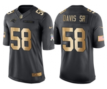 Nike Carolina Panthers #58 Thomas Davis Sr Anthracite 2016 Christmas Gold Men's NFL Limited Salute to Service Jersey