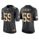 Nike Carolina Panthers #59 Luke Kuechly Anthracite 2016 Christmas Day Gold Men's NFL Limited Salute to Service Jersey