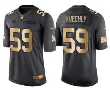 Nike Carolina Panthers #59 Luke Kuechly Anthracite 2016 Christmas Day Gold Men's NFL Limited Salute to Service Jersey